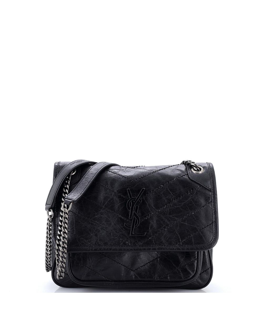 Pre-Owned Saint Laurent сумка Baby Niki с цепочкой, клапан, кожа мателасе с узором «шеврон»