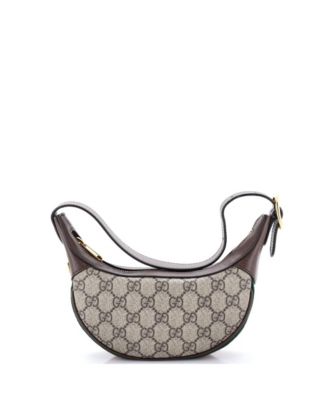 Б/у сумка Gucci Mini Ophidia Half Moon из лакированного канваса GG