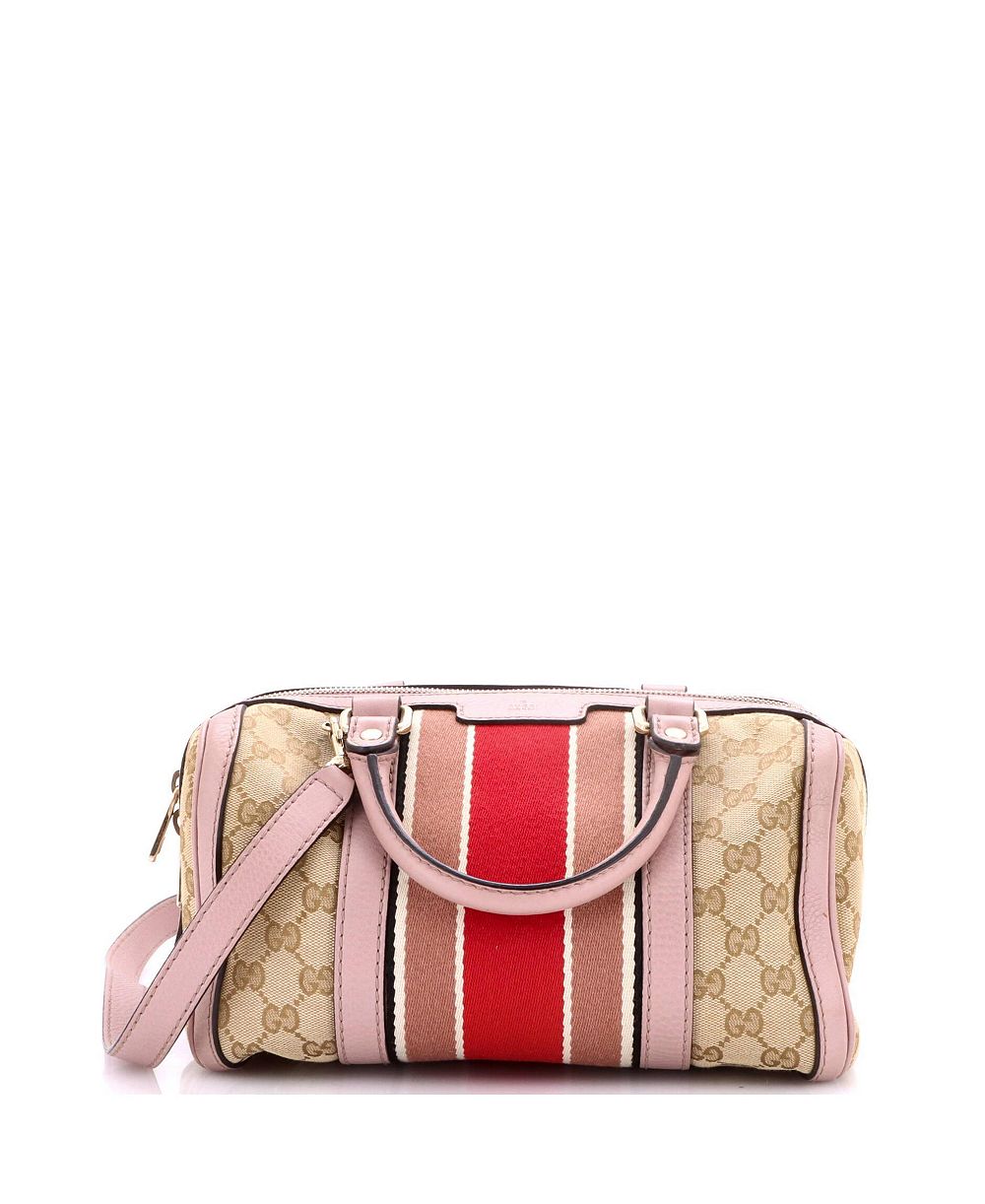 Б/у сумка Gucci Small Vintage Web Boston из ткани GG Canvas