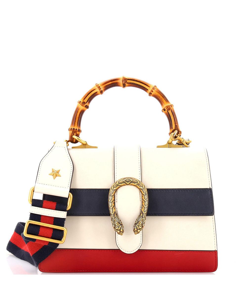 Pre-Owned Gucci Medium Dionysus Bamboo Top Handle Bag Colorblock Leather