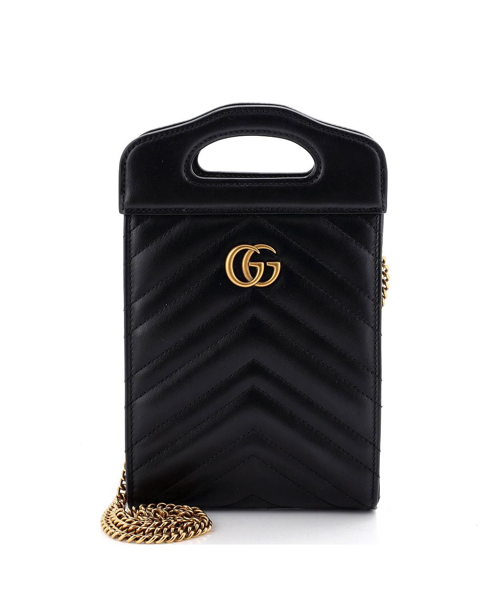 Pre-Owned Gucci маленькая сумка с верхней ручкой и трансформируемой цепочкой GG Marmont Top Handle из стеганой кожи Matelasse