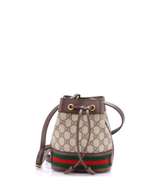 Б/у сумка-ведро Gucci Mini Ophidia из лакированного канваса GG