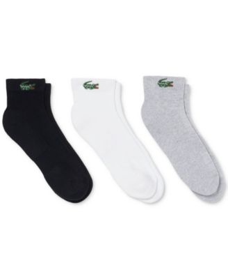 Lacoste Men's Ribbed-Cuff Ankle Socks, 3-Pack
