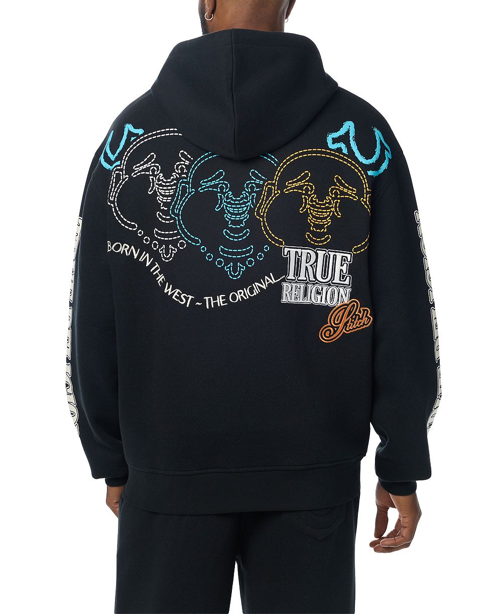 True Religion Men's Southwest Full-Zip Graphic Embroidered Hoodie