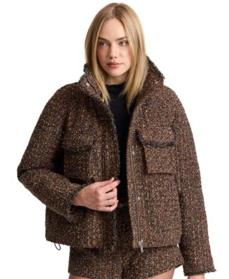 Avec Les Filles Women's Mock Neck Raglan Puffer Jacket