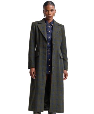 Avec Les Filles Women's Plaid Wool-Blend Spread Collar Button-Front Coat