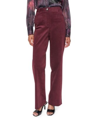 DKNY Women's Stretch High-Waisted Straight-Leg Corduroy Pants