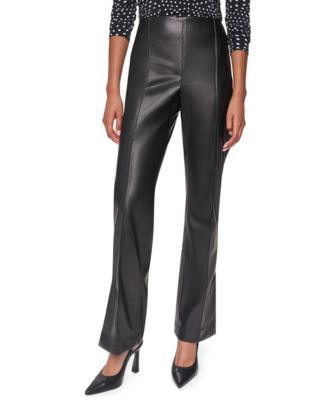 DKNY Women's Butter High-Waisted Flared Faux Leather Pants