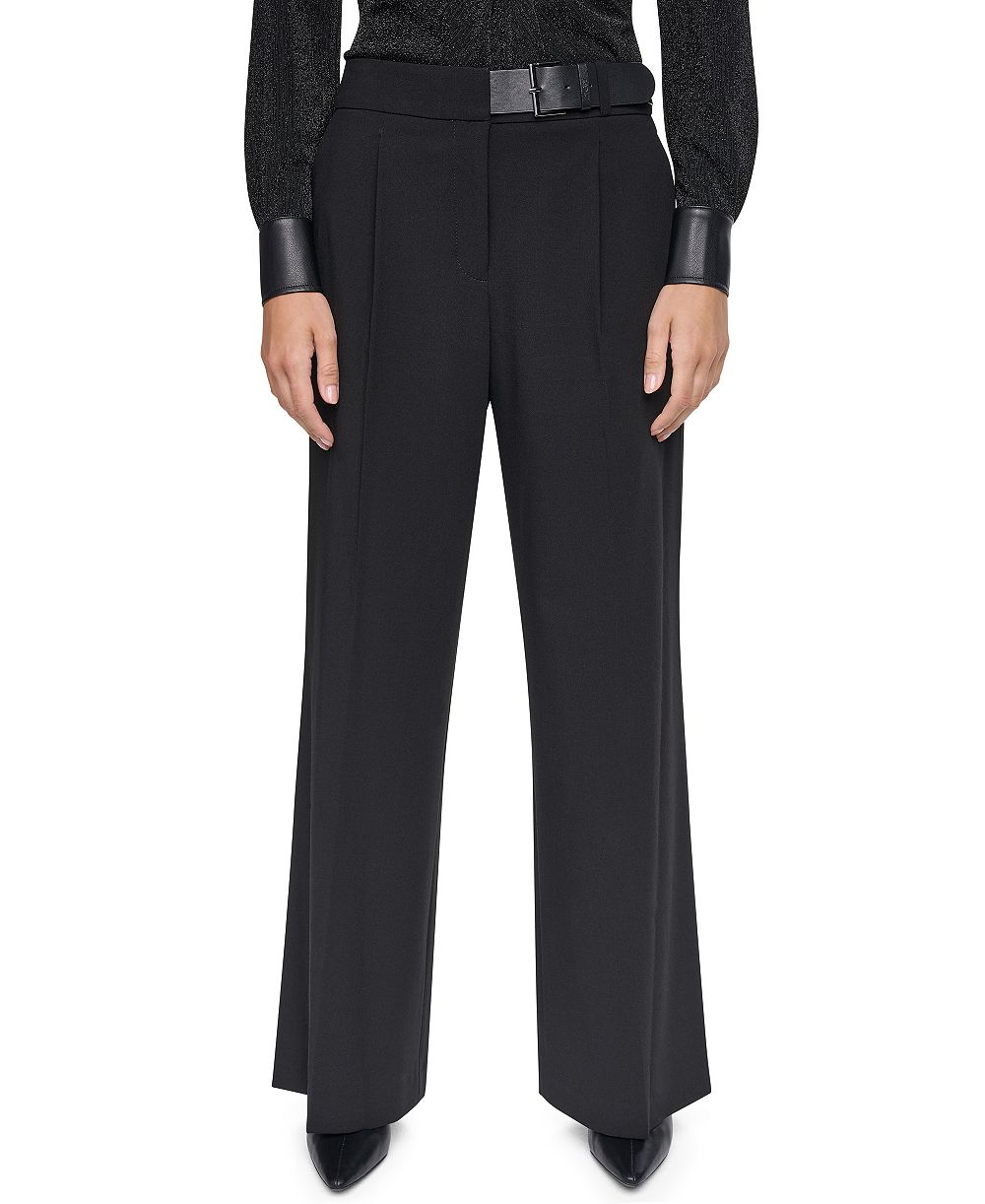 DKNY Women's High-Waisted Wide-Leg Belted Pants