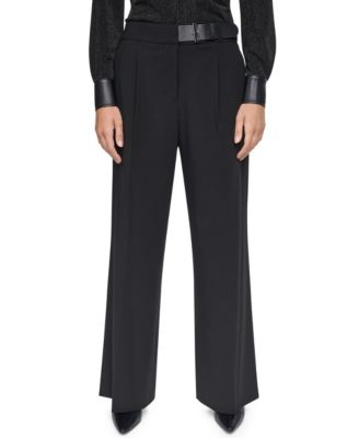 DKNY - женские брюки с высокой талией, широкими штанинами и ремнем