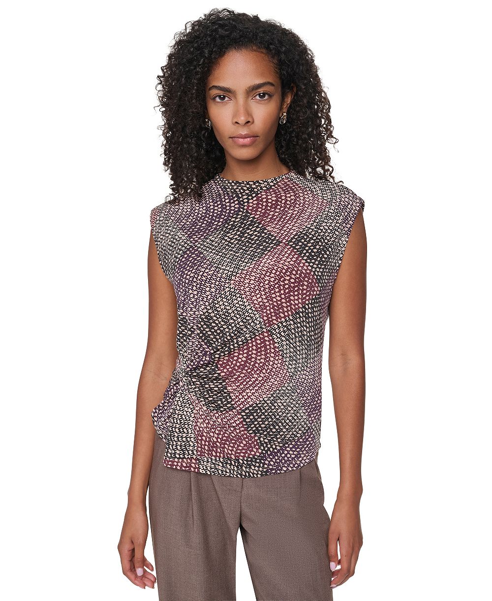 DKNY Women's Mock-Neck Sleeveless Knot-Front Blouse