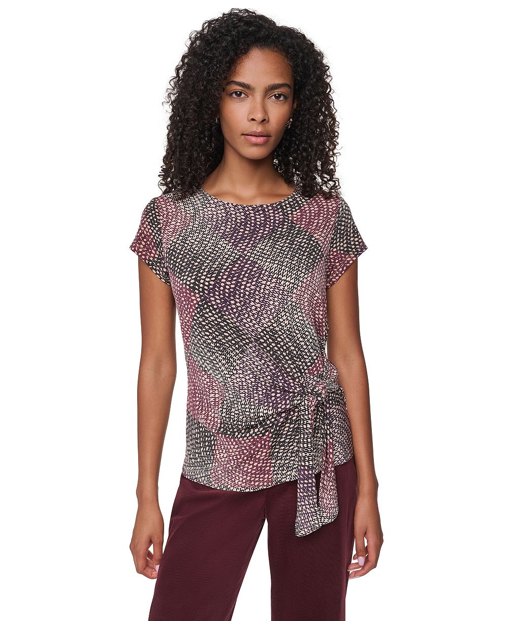 DKNY Women's Tie-Front Print Blouse