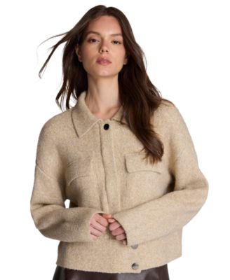 Kenneth Cole Women's Long Sleeve Collared Utility Sweater Jacket