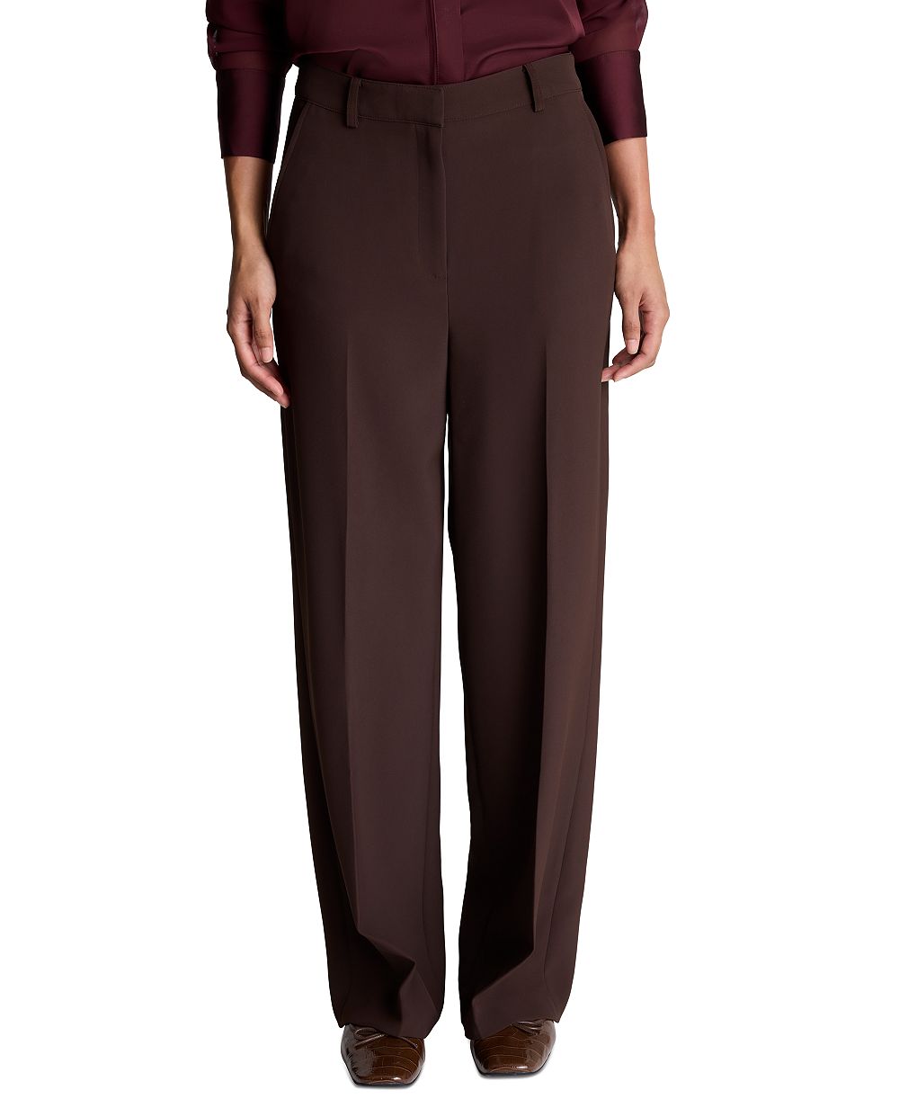 Kenneth Cole Women's Fly Front High Rise Slash Pocket Wide Leg