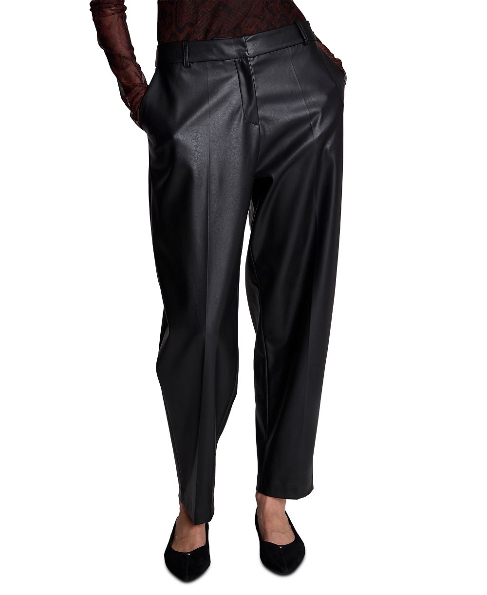 Kenneth Cole Women's Faux Leather High-Rise Barrel Leg