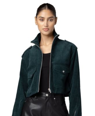 BLANK NYC Women's Mock Neck Corduroy Cropped Jacket