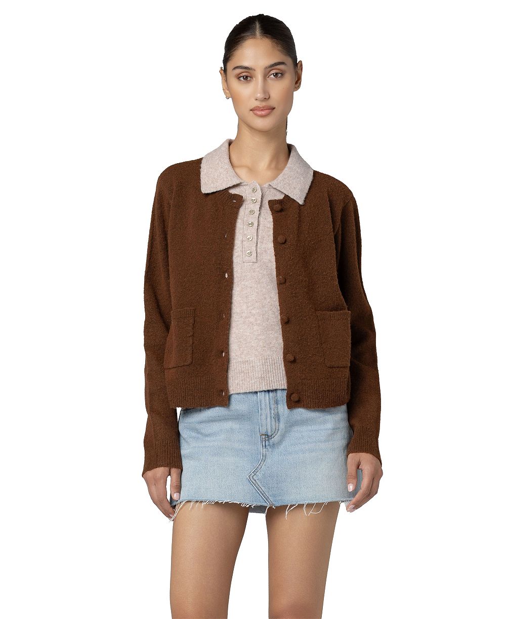 BLANK NYC Women's Collared Layered Long-Sleeve Sweater
