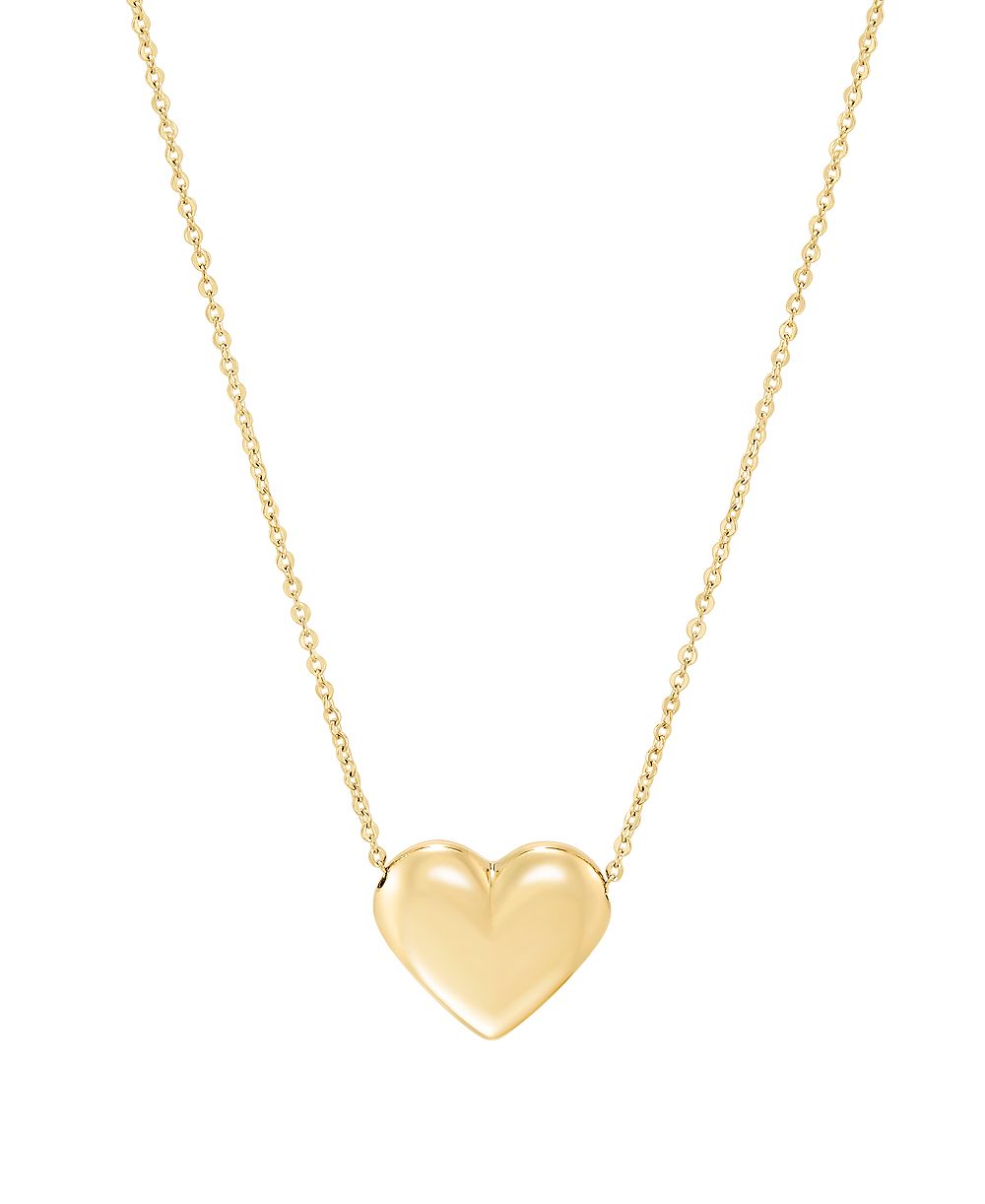 Полированная подвеска Puff Heart 18" из желтого золота 10k