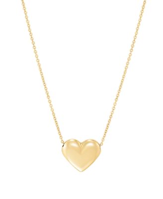 Полированная подвеска Puff Heart 18" из желтого золота 10k