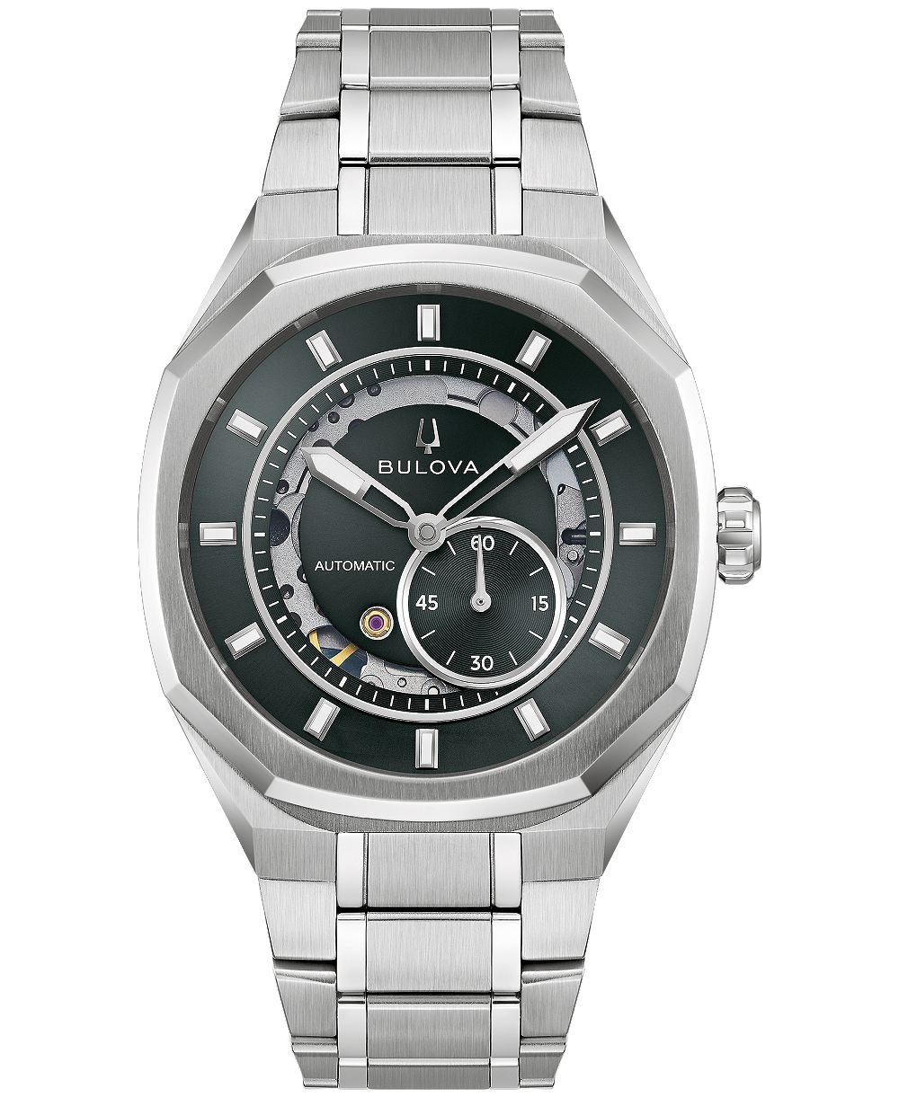 Bulova Men's Automatic Marc Anthony Silver-Tone Stainless Steel Bracelet Watch 40.5mm
