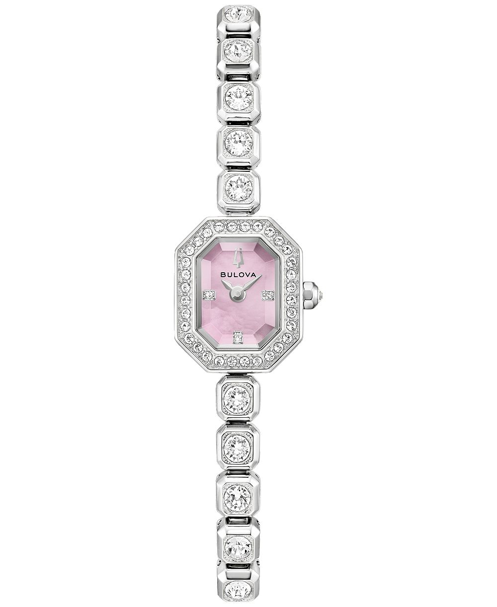 Bulova Женские наручные часы с браслетом из нержавеющей стали серебристого цвета и кристаллами 15mm