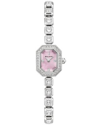 Bulova Женские наручные часы с браслетом из нержавеющей стали серебристого цвета и кристаллами 15mm
