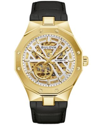 Мужские часы Bulova Automatic Prestige Black Leather Strap 42mm