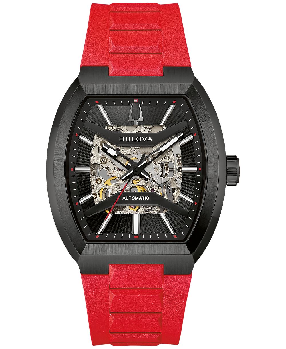 Мужские часы Bulova Maquina Automatic Red Silicone Rubber 40mm