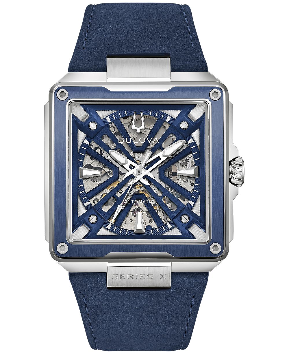 Bulova Men's Automatic Series X Blue Leather Strap Watch 41mm