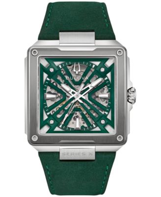 Мужские часы Bulova Automatic Marc Anthony Series X с зеленым кожаным ремешком, 41mm