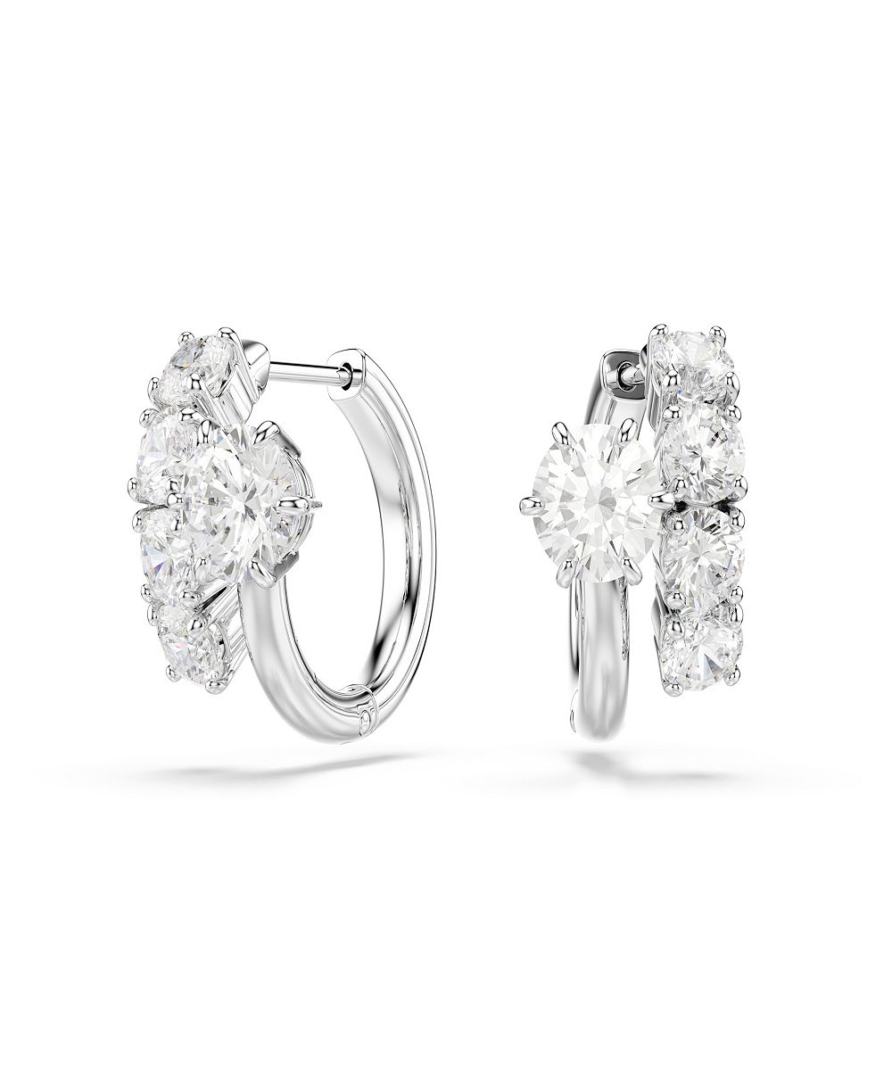 Серьги Swarovski с белыми кристаллами и напылением из стерлингового серебра