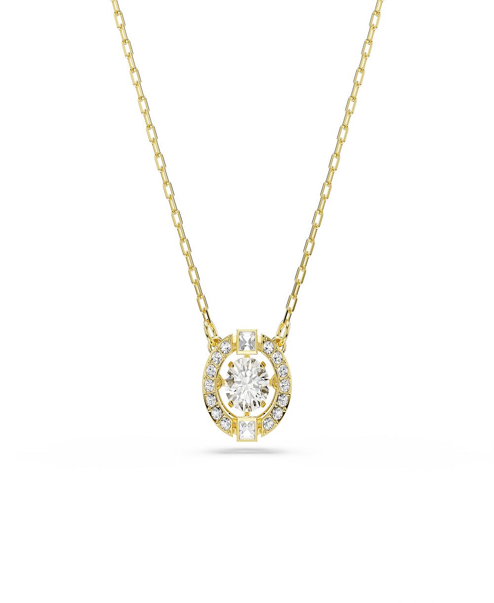 Swarovski ожерелье с белыми кристаллами и позолотой