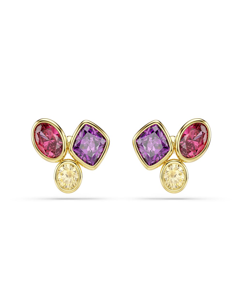 Серьги Swarovski с многоцветными кристаллами и позолотой