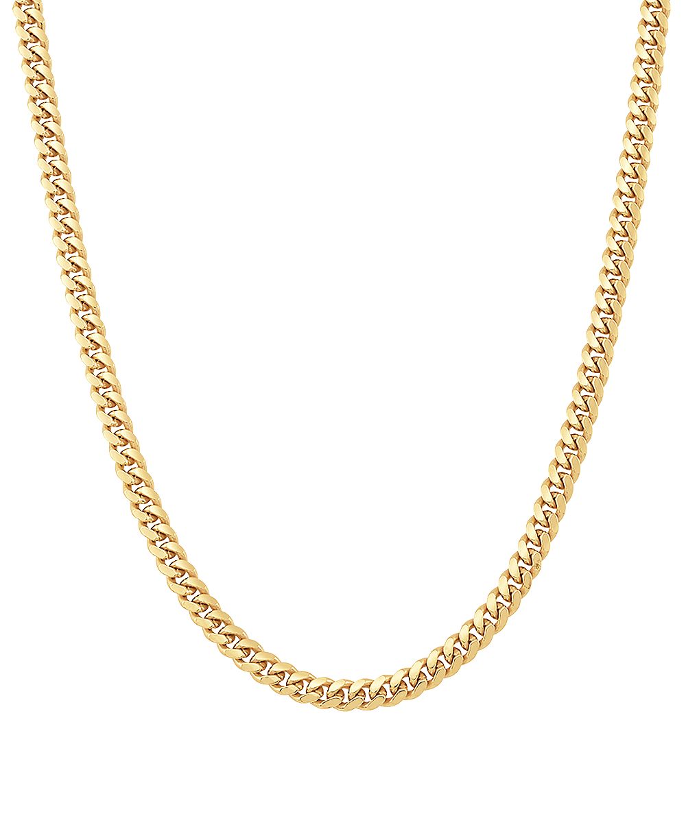 Золотая цепь Italian Silver Solid Cuban 18k Gold-Plated Sterling Silver