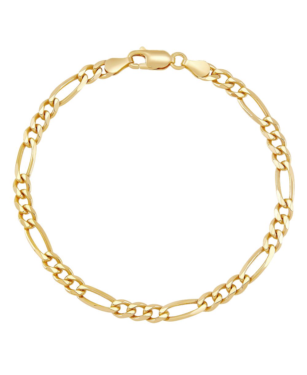Italian Silver браслет Figaro из стерлингового серебра с напылением 18k Gold-Plated