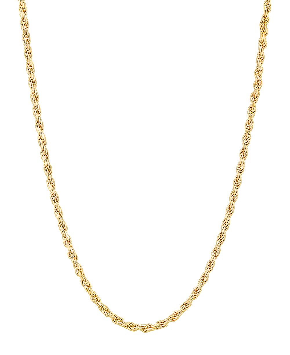 Italian Silver Solid Rope Chain Necklace in 18k Gold-Plated Sterling Silver