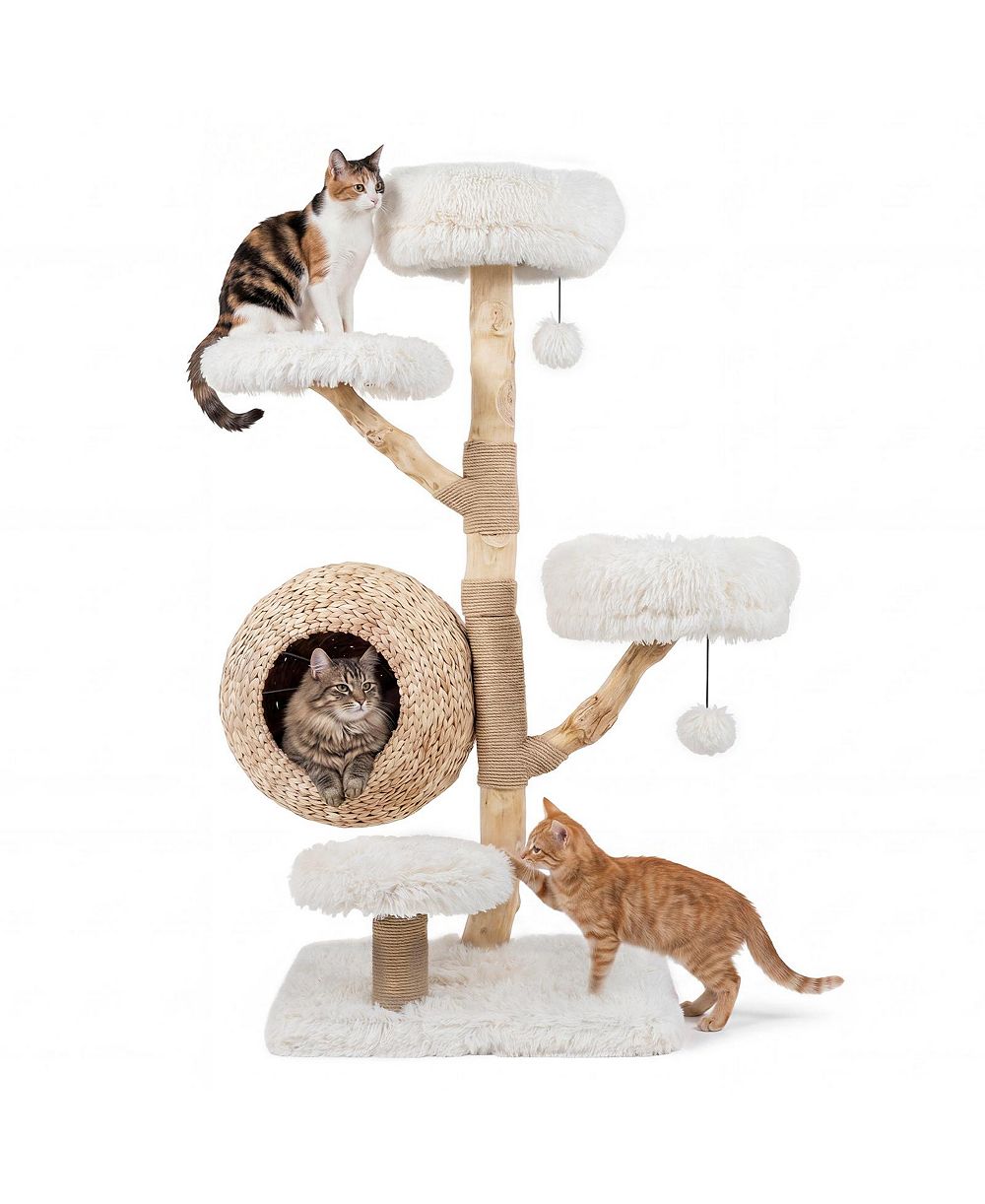 Кошачий комплекс Gymax 5-Tier Wooden Cat Tower с мягкими насестами