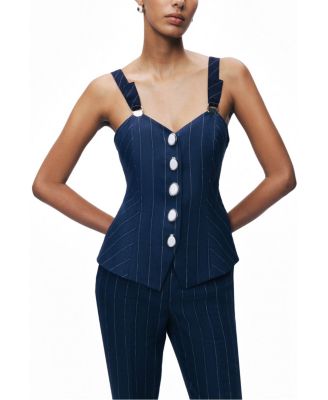 NOCTURNE Women's Pinstripe Corset Bustier Top