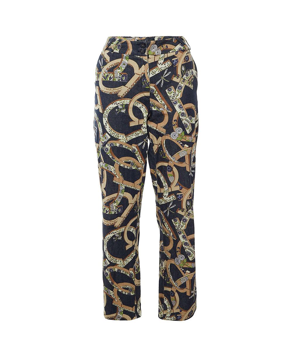 Pre-Owned Salvatore Ferragamo Женские джинсы из денима с цветочным принтом Gancini Straight