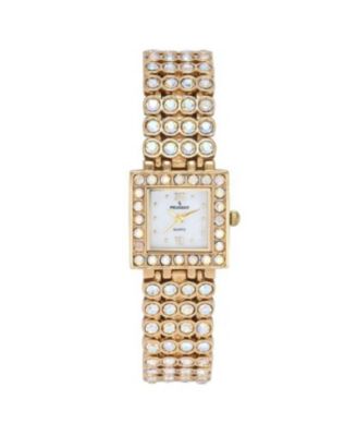 Женские часы Peugeot 14K Gold-Plated Jeweled Watch with Four Strands of Genuine Swarovski Crystals