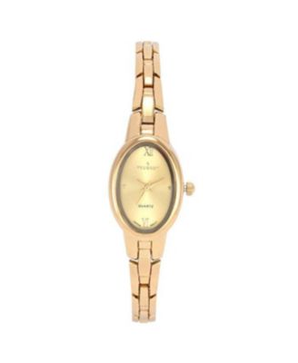 Peugeot Women's 14K Gold-Plated 30x25mm Oval Dial Link Bracelet Watch
