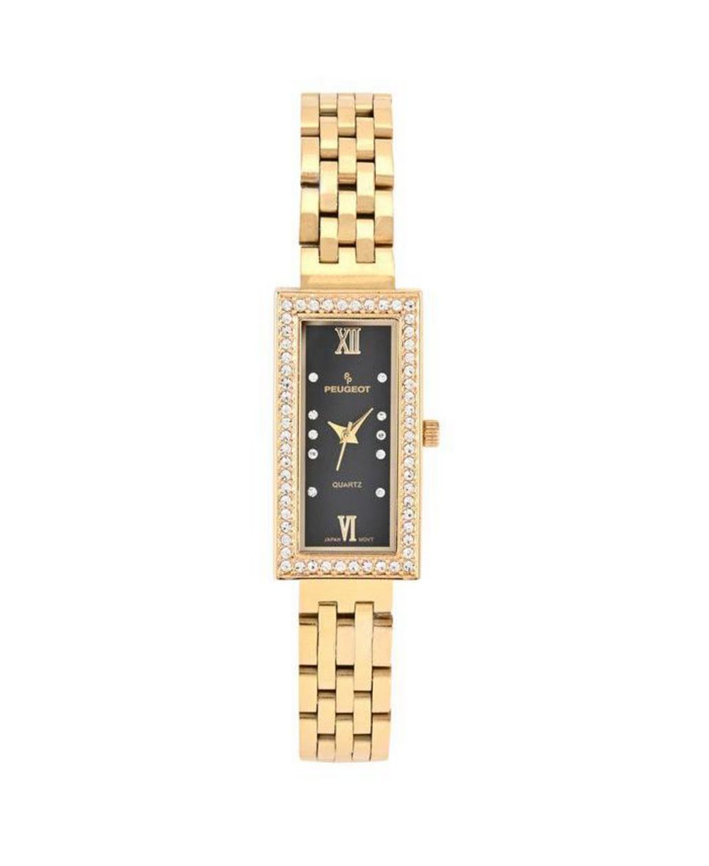 Часы Peugeot Women's 35x20mm Black Crystal Bezel со стальным браслетом