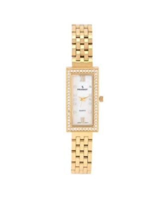 Peugeot Women's 35x20mm MOP Crystal Bezel Watch with Stainless Steel Bracelet