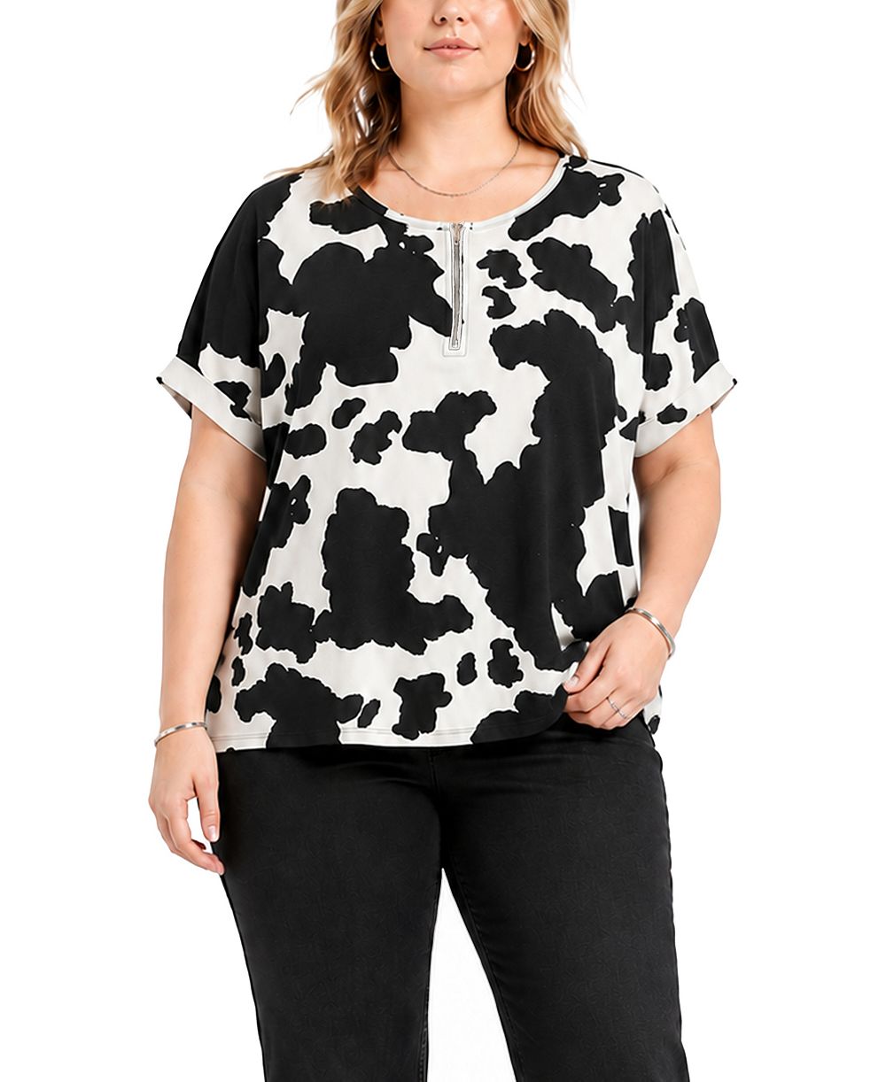 COIN 1804 Plus Size топ с принтом Cow Print