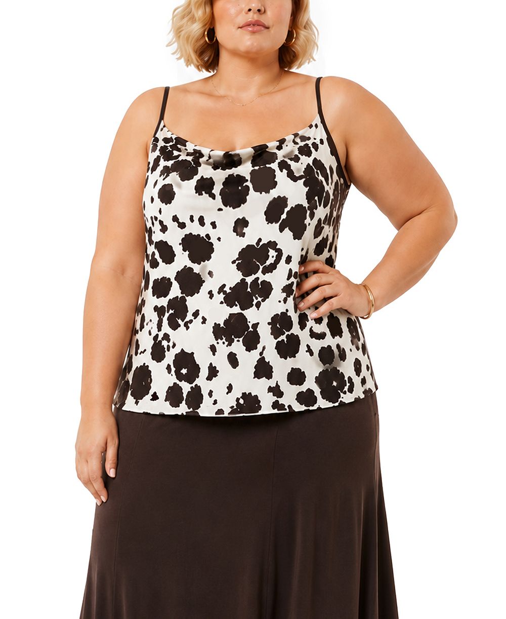 Топ COIN 1804 Plus Size Cow-Print Drape Neck Cami