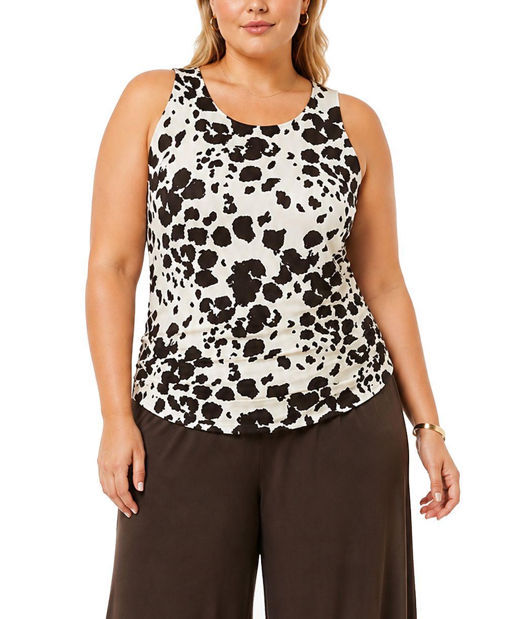 Топ COIN 1804 Plus Size Cow Print Ruched Tank