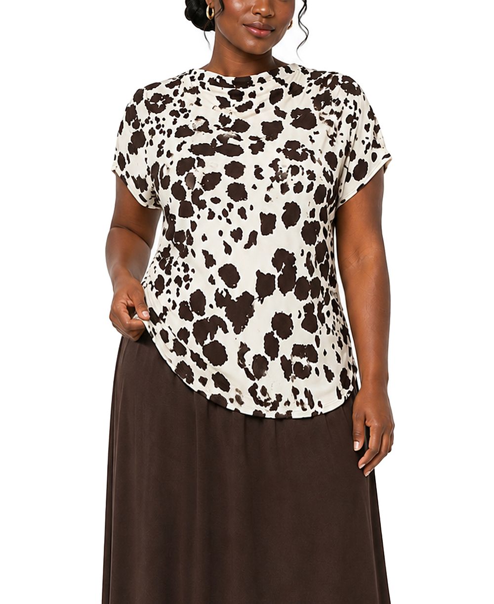 Топ COIN 1804 Plus Size Cow Print Draped