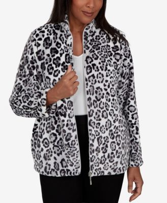 Alfred Dunner Petite Animal-Print Stand-Collar Knit Jacket