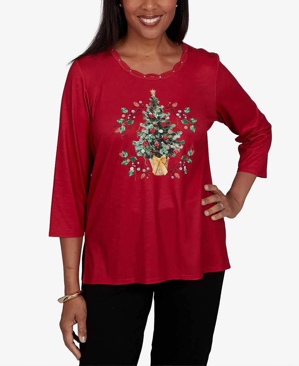 Детская футболка Alfred Dunner Petite Christmas Tree 3/4-Sleeve