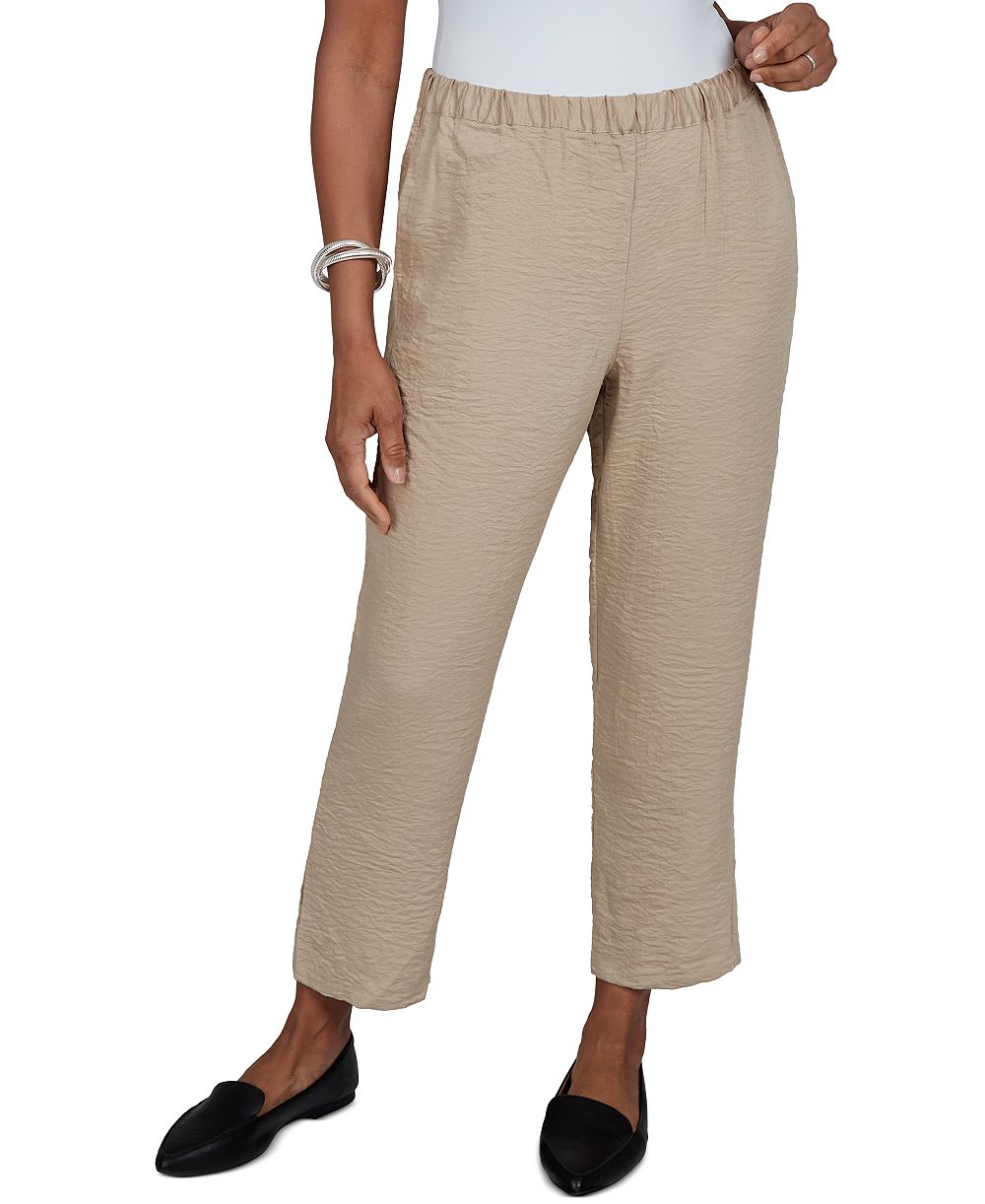 Брюки Petite Alfred Dunner Travel Advisory Pull-On Elastic-Waist Crinkle-Texture Ankle